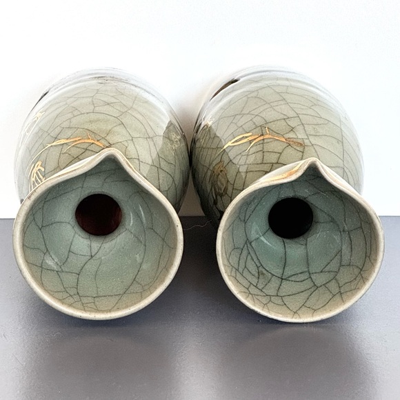 Vintage Sake Pitchers & 6 Cups Japan Somaware Somayaki Crackle Gold Horse Hearts - Picture 6 of 16